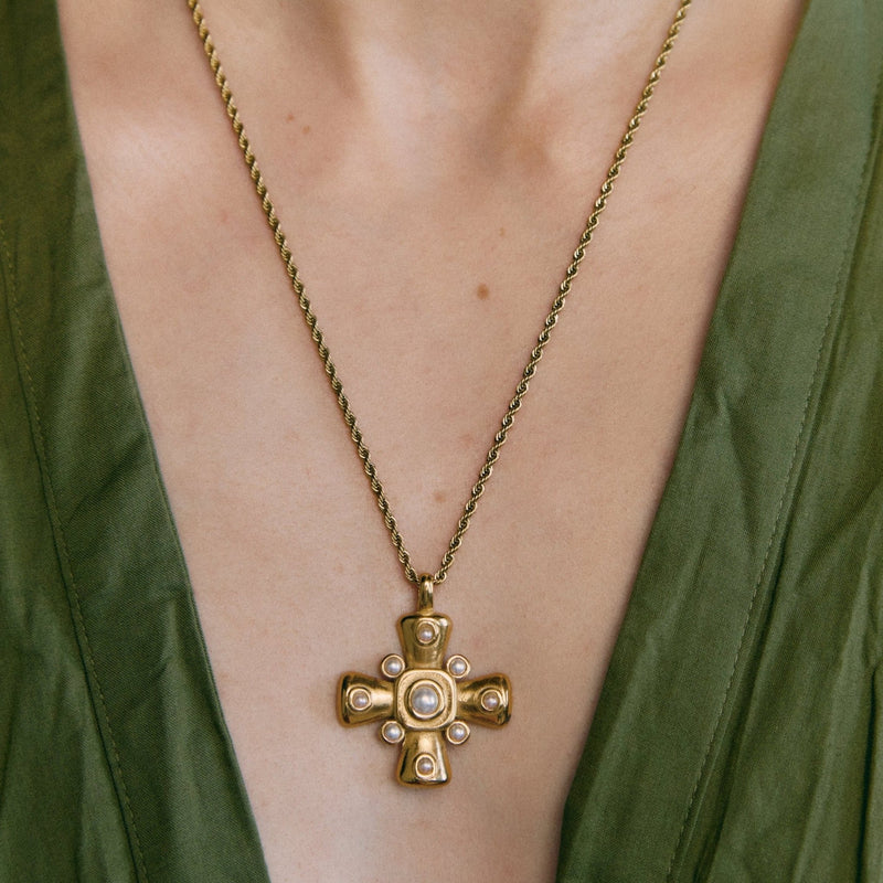 'ELENA' Cross Necklace - Ibiza Passion