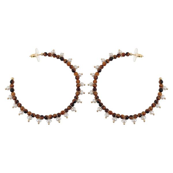 'LYRIO' Stones Hoops with Pearls - Ibiza Passion