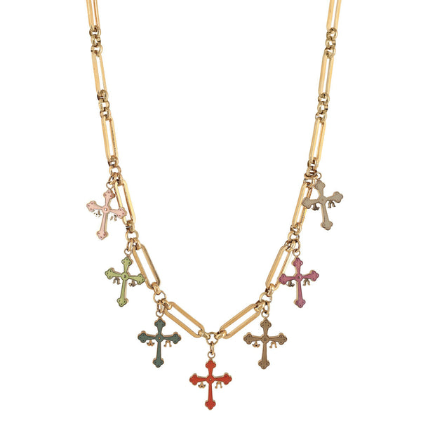 'VITTORIA' Enamel Crosses Necklace - Ibiza Passion