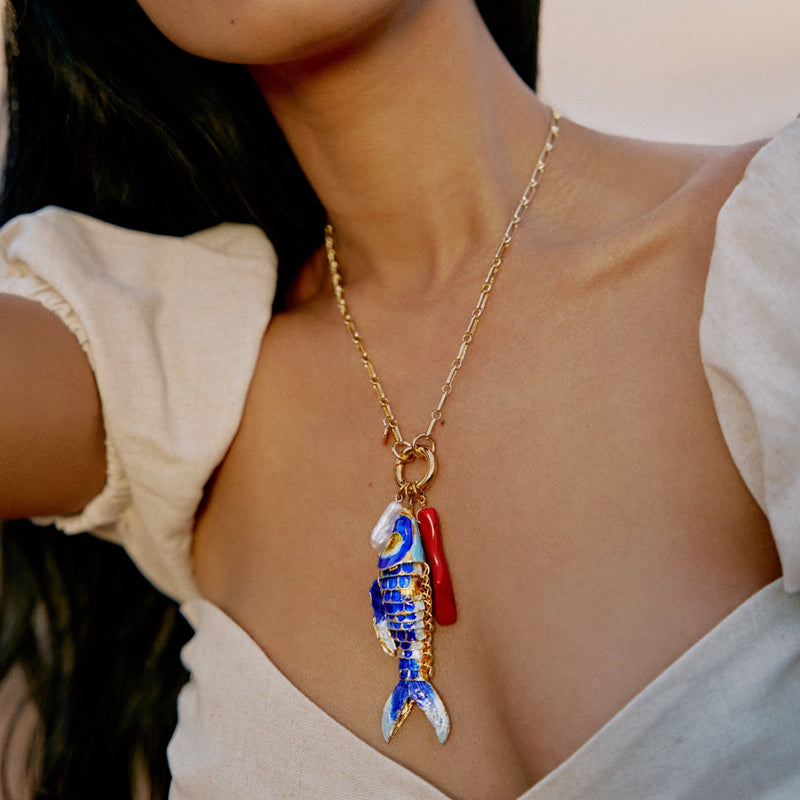 fish pendant Articulated sterling silver blue enamel koi fish necklace  pendant | eBay