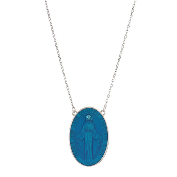 'AVE MARIA' Virgin Enamel Necklace - Silver - Ibiza Passion