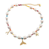 'GINEVRA' PEARLS NECKLACE WITH CHARMS IN MULTICOLOR - Ibiza Passion