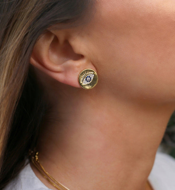'GLIO' Gold Eye Earrings - Ibiza Passion