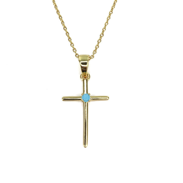 'GOLDIE' Cross Necklace with Turquoise - Ibiza Passion