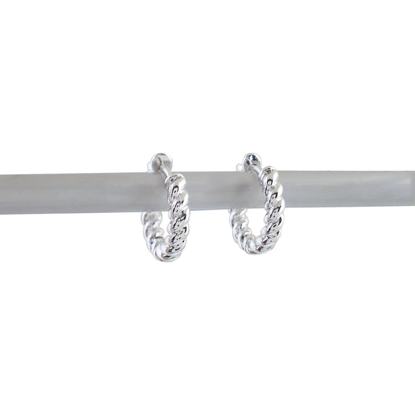 'LET IT FLOW' Twisted Hoop Earrings -Silver- - Ibiza Passion