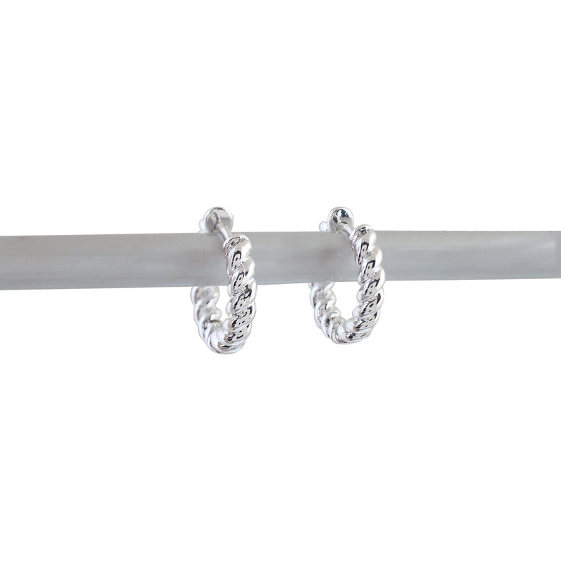'LET IT FLOW' Twisted Hoop Earrings -Silver- - Ibiza Passion