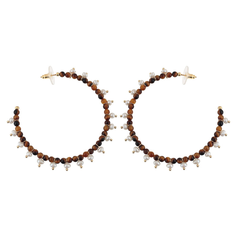 'LYRIO' Stones Hoops with Pearls - Ibiza Passion