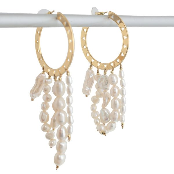 'MARGARITA' Hoops with Hanging Pearls - Ibiza Passion