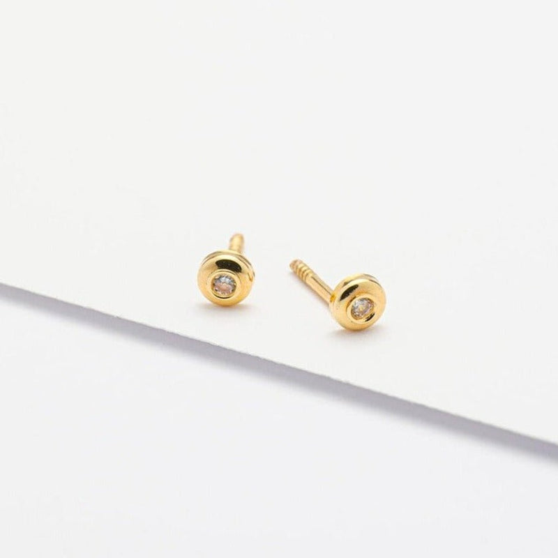 14K Solid Gold Baby Diamond Stud Earrings – J&CO Jewellery