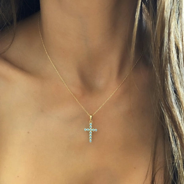 'TIPPI' Turquoise Cross Necklace - Ibiza Passion